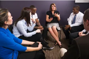 small team meeting in a circle